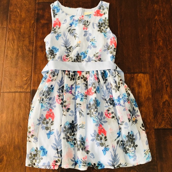 Girls floral baby blue dress - Picture 3 of 4